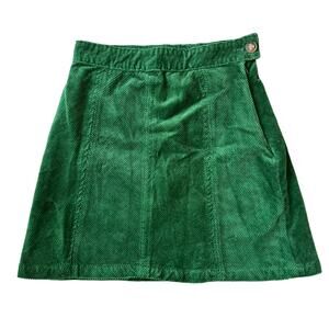ModCloth Ephemeral Emerald Green Corduroy Preppy School Girl Mini Skirt, Size 6